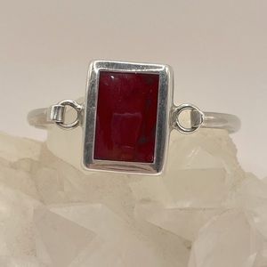 TAXCO Vintage Sterling Silver Red Jasper Inlay Bangle